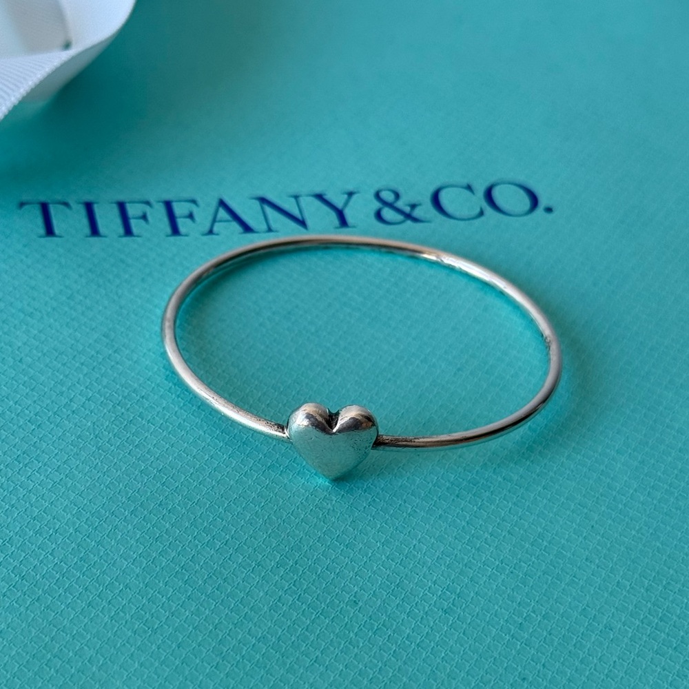 Tiffany & Co. Silver Puffed Heart Wire Bangle